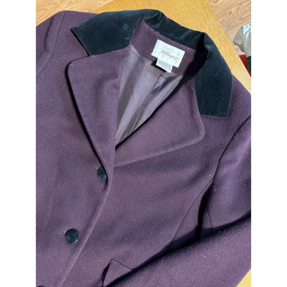 Vintage Worthington Wool Coat Purple Long Overcoat Women's 12 3 Button Lined EUC